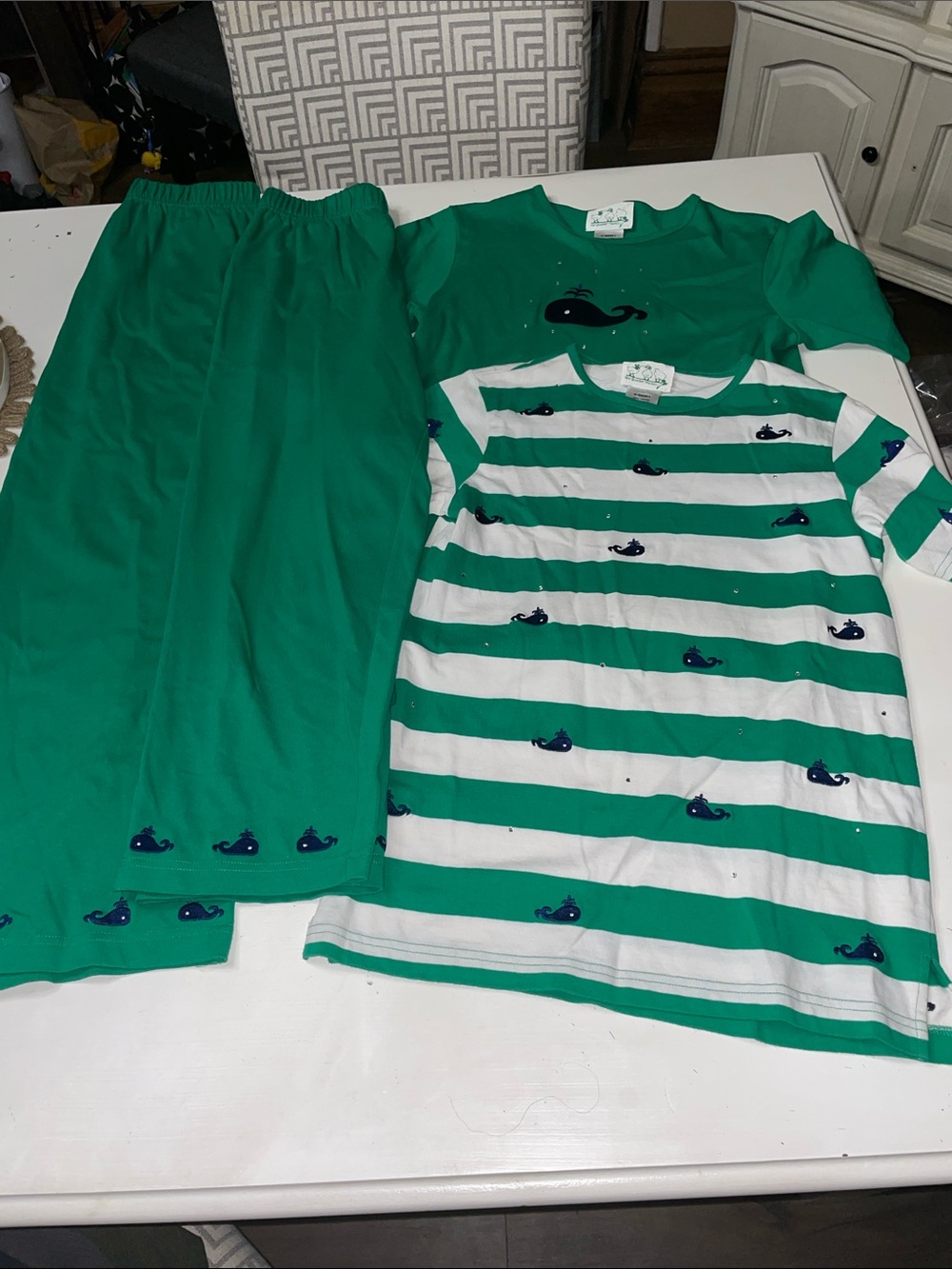 The Quacker Factory 4 piece beach whale skirt Capri shirts XS